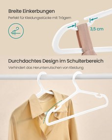 Conjunto de 50 cabides de plástico 41,7 x 21 cm branco