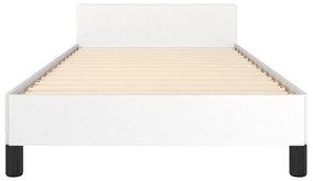 Estrutura cama c/ cabeceira 90x200 cm couro artificial branco