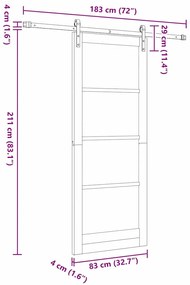 Porta Deslizante com Conjunto de Ferragens 'ORKDAL'Madeira Sólida &amp; Vi