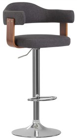Bancos de bar 2 pcs tecido e madeira curvada cinzento-escuro