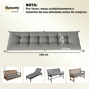 Almofada para espreguiçadeira jardim (NÃO INCLUIDA) com Alças de Fixação Proteção UV50+ Recuperação Lenta Interior Exterior 198x65x13 cm Cinzento