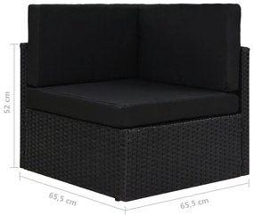 Sofá seccional de canto vime PE preto