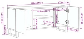 Móvel de TV 105x34x46 cm madeira de mangueira maciça branco