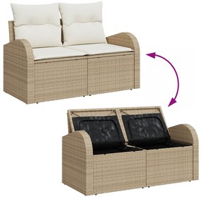 Conjunto de Sofá de Jardim vidaXL com Almofadas Bege Rattan Poliéster,