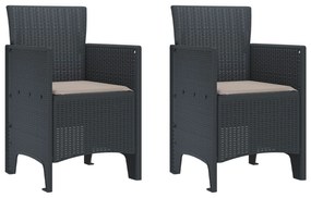 vidaXL Cadeira de Jardim 2 pcs Antracite 53 x 49 x 85 cm PP