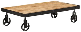 Mesa de centro c/ rodas madeira mangueira maciça 100x55x26 cm