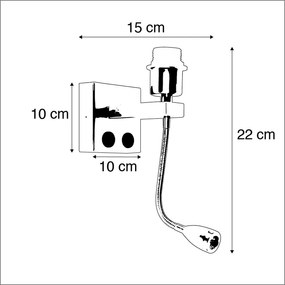 Candeeiro de parede moderno preto com braço flexível - Brescia Combi Moderno