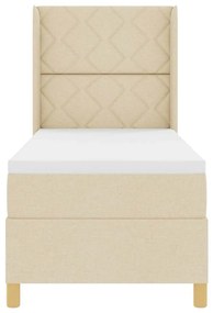 Cama com Estrado e Colchão Creme 80 x 200 cm em Tecido