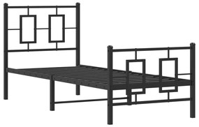 Estrutura de cama com cabeceira e pés 75x190 cm metal preto