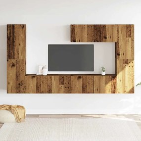 armários de TV montados na parede 7 pcs madeira velha