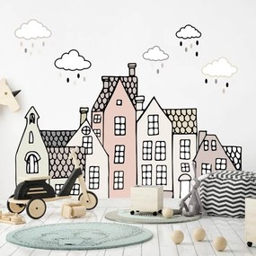 Autocolantes de parede para quarto de criança - Casas com seixos