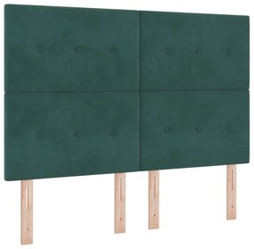 Cama Box Spring com Colchão e Banco Verde Escuro 140x200 cm Veludo