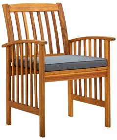 3 pcs conjunto de jantar p/ jardim c/ almofadões acácia maciça