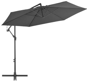 vidaXL Guarda-sol cantilever com poste de alumínio 300 cm antracite