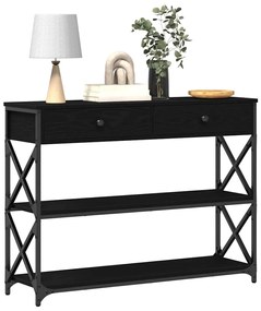 Mesa de Consola vidaXL Preto Carvalho 100x28x75 cm Madeiras Reformadas