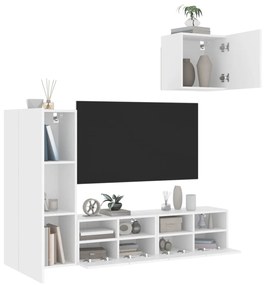 vidaXL 4 pcs móveis de parede p/ TV derivados de madeira branco