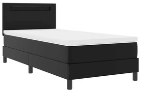 Cama Box com Colchão - Preta, Solteiro, Couro Sintético
