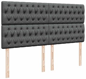 Cama com molas/colchão 200x200 cm tecido cinzento-escuro