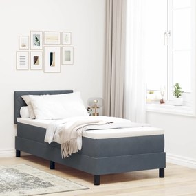 Cama Box com Colchão vidaXL Cinza Escuro 80x200 cm Veludo