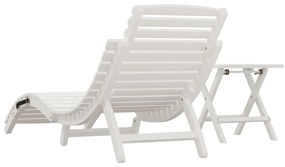 Espreguiçadeira com mesa madeira de acácia maciça branco