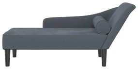 Chaise lounge com almofadões veludo cinzento-escuro