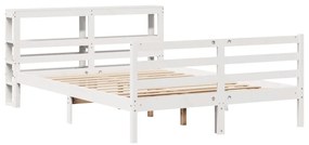 Cama sem colchão 160x200 cm madeira de pinho maciça branco