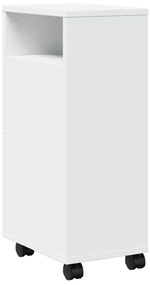 Armário de Casa de Banho estreito com rodas derivados de madeira branc