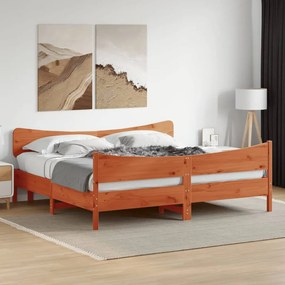 vidaXL Cama sem colchão 200x200 cm pinho maciço castanho-mel