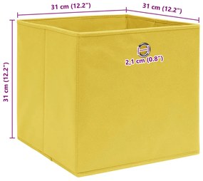 Caixas de arrumação 4 pcs 32x32x32 cm tecido amarelo