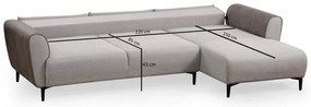 Sofá-Cama de Canto Aren – Cinzento – 150 x 260 cm