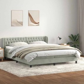 vidaXL Cama com molas/colchões cinzento-claro 200x210 cm veludo