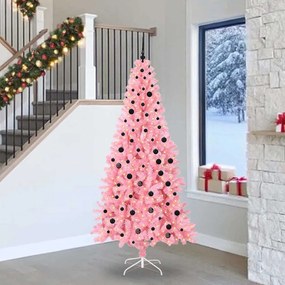 vidaXL Árvore de Natal com 300 LEDs com suporte Rosa 240 cm PVC