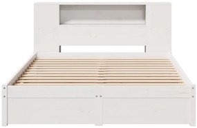 Cama com estante sem colchão 150x200 cm pinho maciço branco