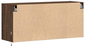 Móvel de parede p/ TV luzes LED 100x31x45 cm carvalho castanho