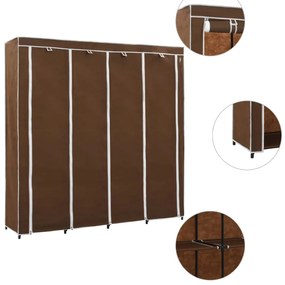 Roupeiro com 4 compartimentos 175x45x170 cm castanho