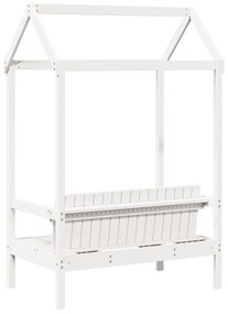 Banco com telhado 117,5x70x176,5 cm pinho maciço branco