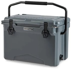Cooler rígido de 25 QT com alça de alumínio e porta-copos integrados - bege