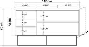 Aparador Mare – Pinho Atlântico e Preto - 140 x 80 x 40 cm - Design In