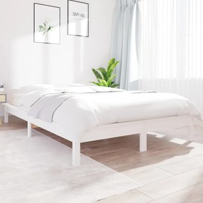 Estrutura de cama 160x200 cm pinho maciço branco