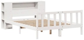 Cama com estante sem colchão 140x200 cm pinho maciço branco