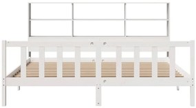 Cama com estante sem colchão 200x200 cm pinho maciço branco