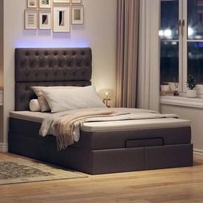 Estrutura de cama otomana com colchão 120x190cm castanho escuro