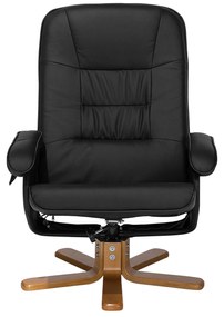Cadeira de massagem com repousa-pés em pele sintética preta RELAXPRO Beliani