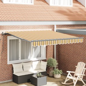 vidaXL Toldo Retrátil Manual Listrado Multicolorido 350x250 cm