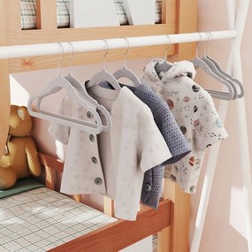 Conjunto de 30 cabides para roupa infantil com ganchos giratórios de 360° cinzento