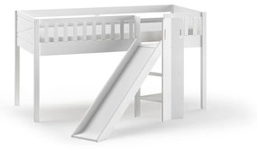 Conjunto cama Infantil SCOTT + escorrega + cortina de brincar ASTRO Branca