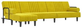 Sofá-cama em forma de L 260x140x70 cm veludo amarelo