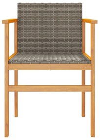 Cadeiras de jardim 2 pcs vime PE/madeira maciça cinzento