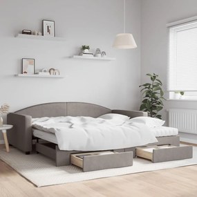 vidaXL Sofá-cama c/ gavetão/gavetas 100x200cm tecido cinza-acastanhado