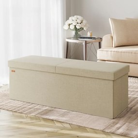 Banco com tampa rebatível e espaço de arrumação 115 x 38 x 38 cm Bege